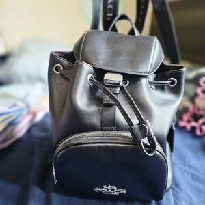 Coach Pace Black Leather Backpack